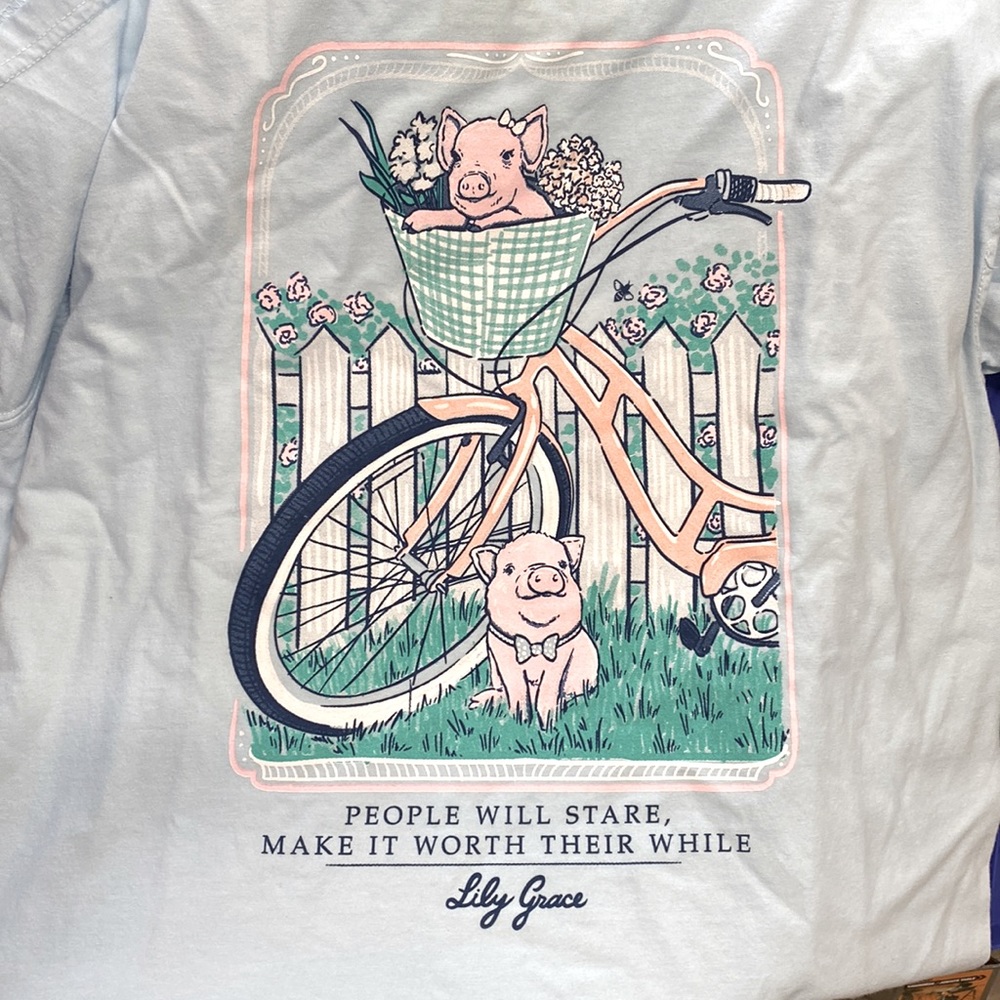Lily Grace Pigs on a bike tshirt